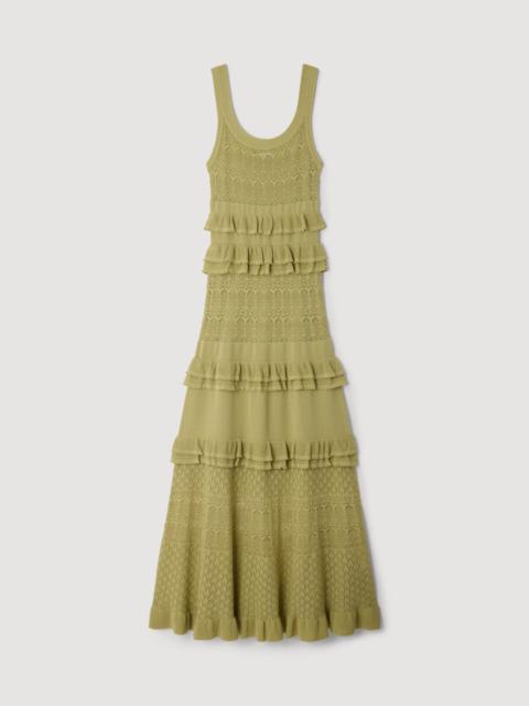 Sandro RUFFLED KNIT MAXI DRESS
