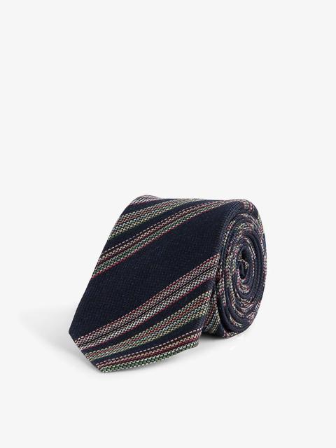 Paul Smith Striped small-blade linen and silk-blend tie