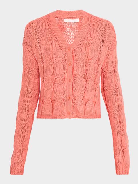SABLYN Jolie Cropped Cable-Knit Cashmere Cardigan