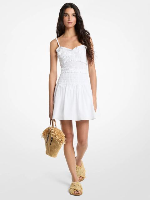 MICHAEL KORS Smocked Cotton Poplin Tank Dress