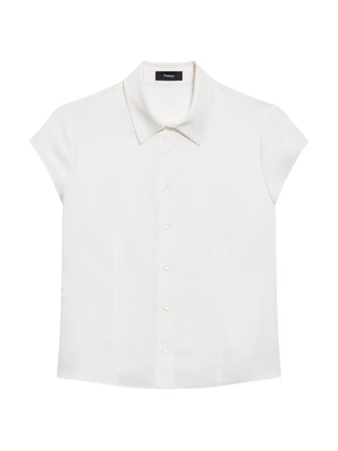 Theory Women's Cap-Sleeve Silk Button-Front Shirt - Ivory