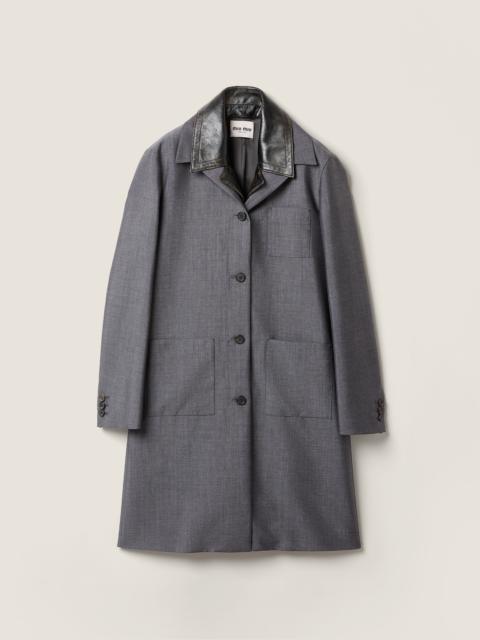 Miu Miu Single-breasted kid mohair and leather coat