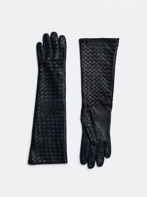intrecciato midi leather gloves