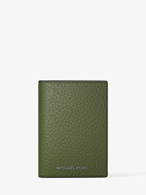 MICHAEL KORS Hudson Pebbled Leather Folio Card Case