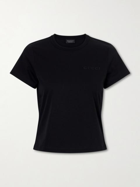 GUCCI Logo-embroidered Cotton T-shirt