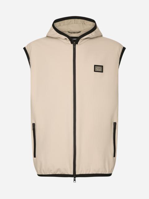 Jersey vest with hood