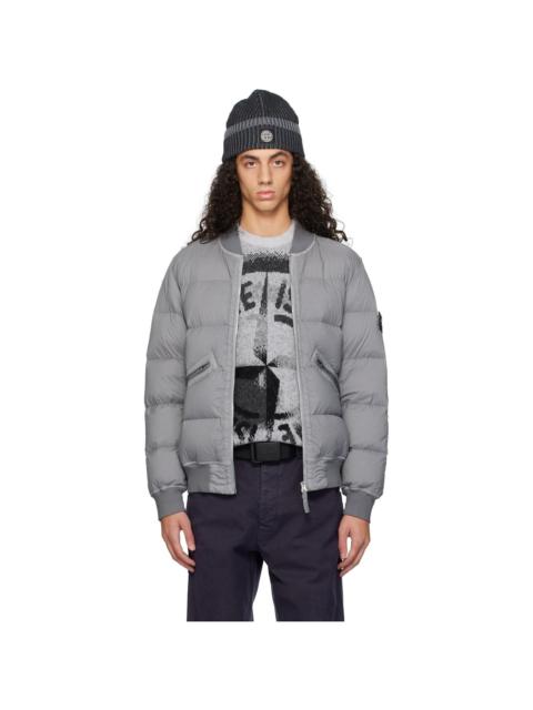 Stone Island Gray Quilted Down Jacket