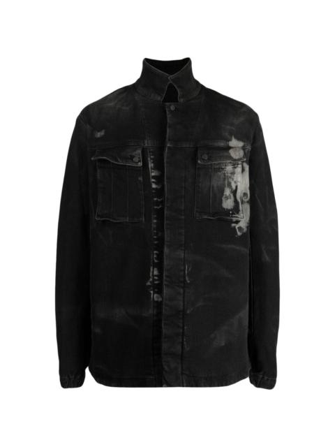 distressed-effect cotton-blend denim jacket