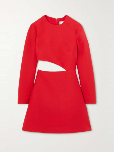 Valentino Cutout wool and silk-blend mini dress