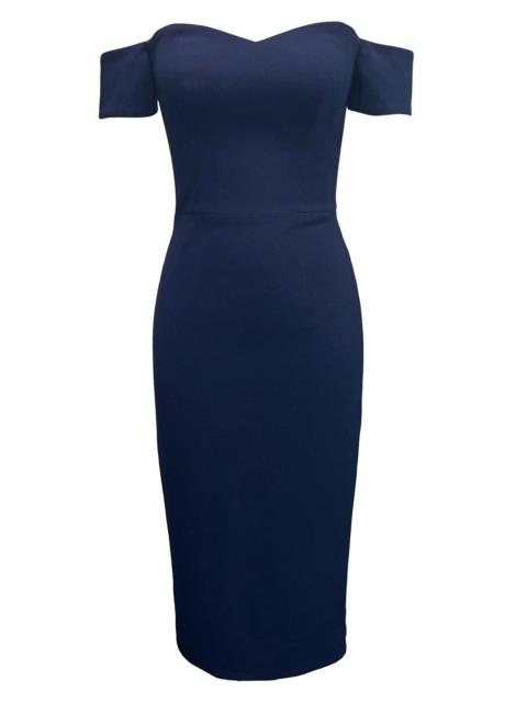 Dress The Population Women's Bailey Off-The-Shoulder Midi Dress - Navy