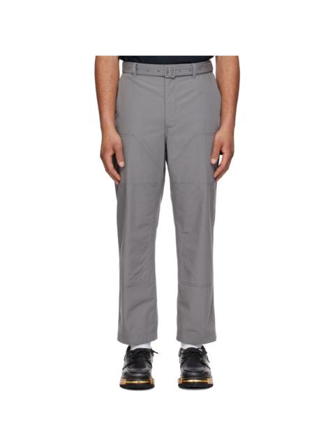 Thom Browne Gray Cotton Suiting Carpenter Trousers