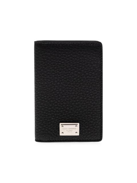 Dolce & Gabbana logo-plaque pebbled leather cardholder