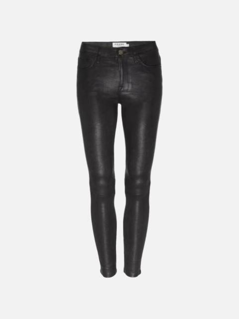 FRAME Le Skinny De Jeanne Leather Pant in Washed Black