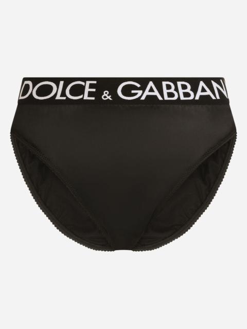 Dolce & Gabbana High-waisted satin briefs with branded elastic