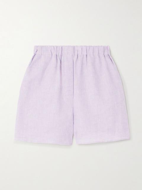 Loro Piana Angelo linen straight-leg shorts Purple