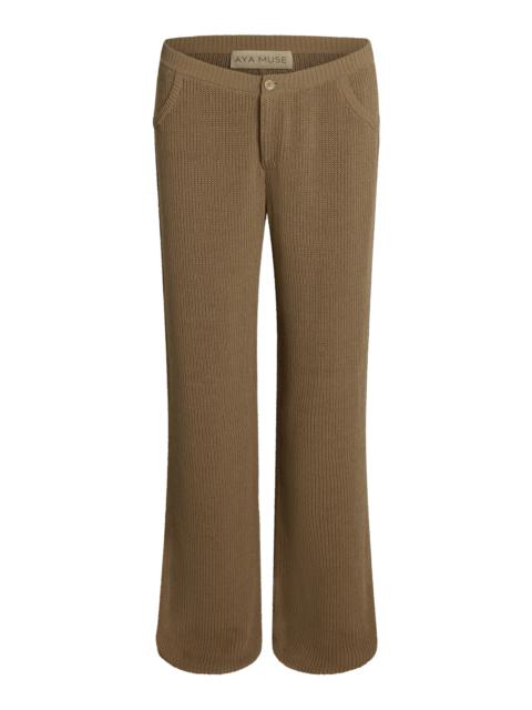 Aries Ribbed Cotton-Blend Pants brown