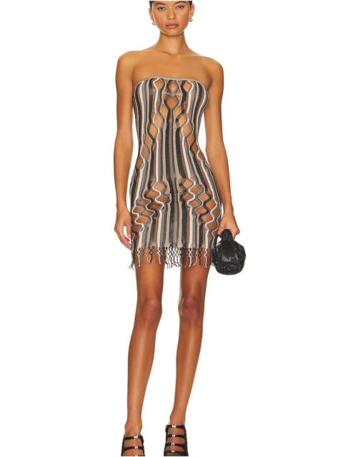 POSTER GIRL Haze Dress Shapewear Fishnet Bandeau Fringe Dress