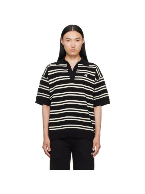 AMIRI Black & White MA Stripe S/S Polo