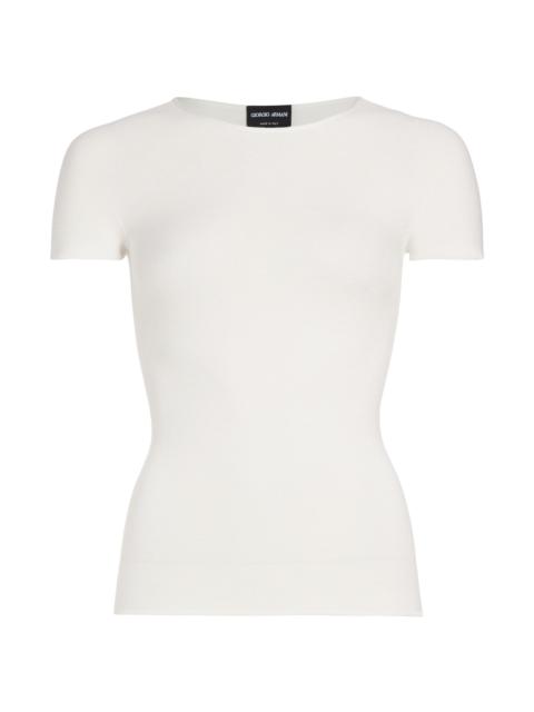 GIORGIO ARMANI Women's Cap-Sleeve Knit Tee - Ivory