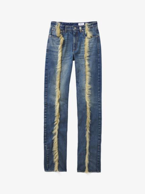 Alexander McQueen Shearling Trim Jeans