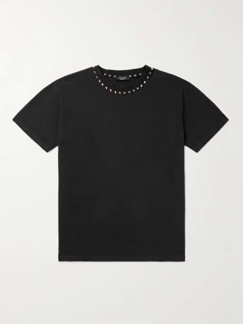 Valentino Rockstud Embellished Cotton-Jersey T-Shirt