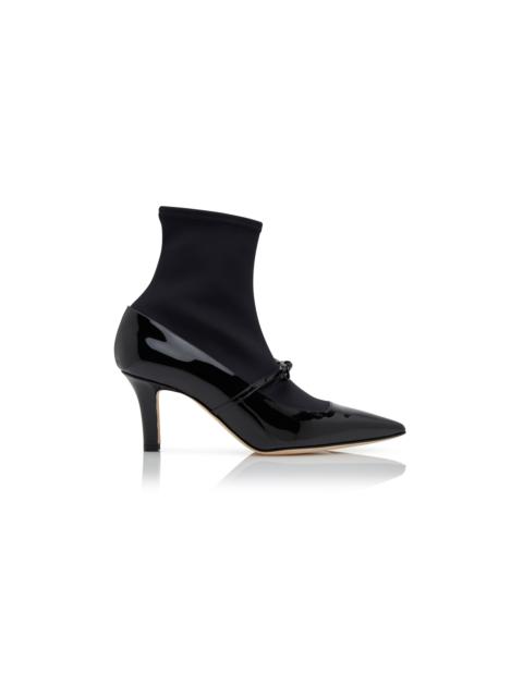 Manolo Blahnik Black Patent Leather Ankle Shoe Boots
