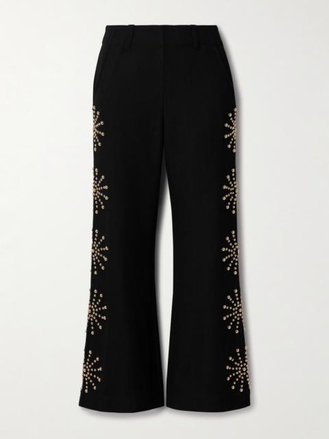 ALIX OF BOHEMIA Charlie Casino Studded Wool-twill Flared Pants