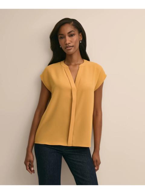 Brooks Brothers Band Collar Button-Front Blouse