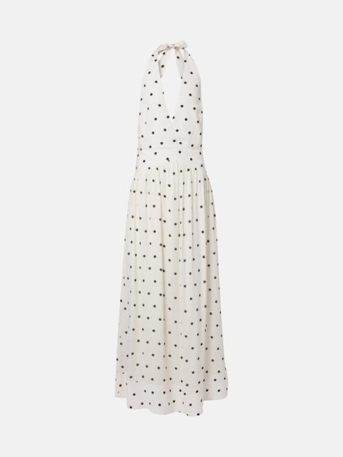 Polka-dot halterneck maxi dress