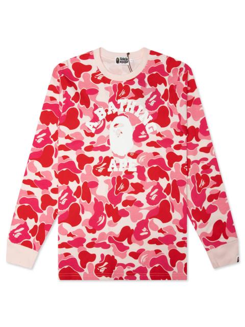 A BATHING APE® ABC CAMO COLLEGE L/S TEE - PINK