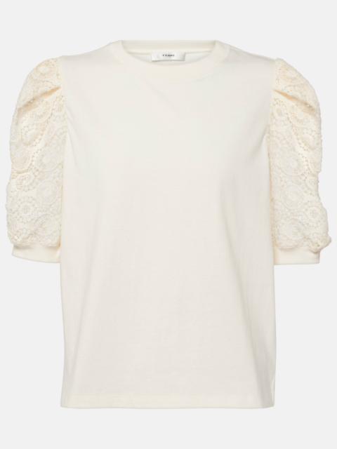 Frankie lace-trimmed cotton jersey top