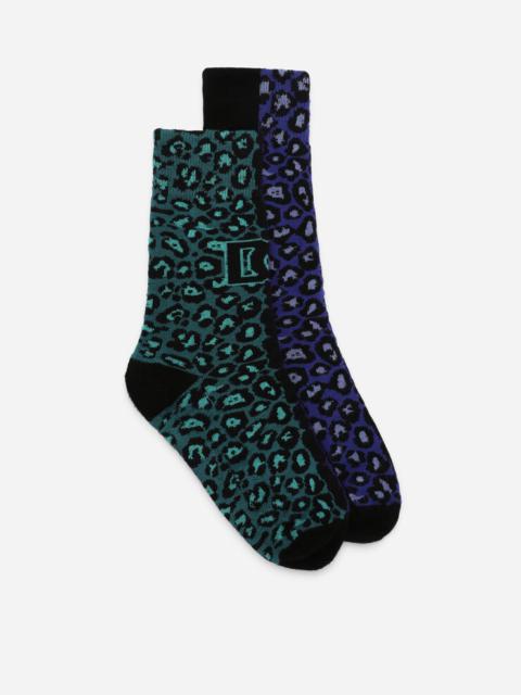 Dolce & Gabbana Stretch cotton jacquard socks with tiger design and DG logo