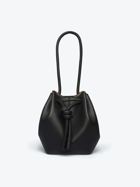 Nanushka ELONGATED BUCKET - Alt-nappa leather small bucket handle bag - Black