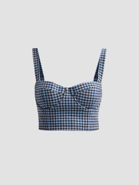Cara Cara Women's Claudine Plaid Wool Bustier Top - Edmound Plaid Blue