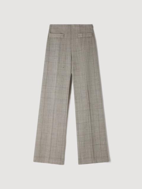 Sandro WIDE-LEG CHECKED WOOL TROUSERS