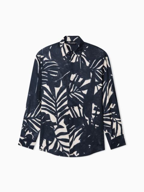 EMPORIO ARMANI COMFORT-FIT, FLUID VISCOSE SHIRT WITH AN ALL-OVER PRINT