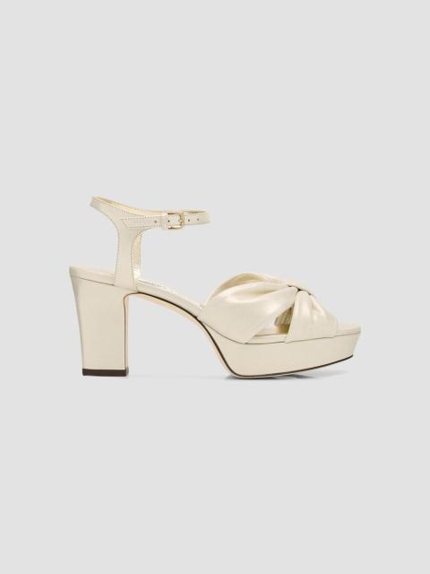 JIMMY CHOO Women's Heloise 80MM Shimmer Leather Platform Sandals - Gold