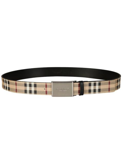 Burberry Burberry Plaque Buckle Belt George Haymarket Check Beige