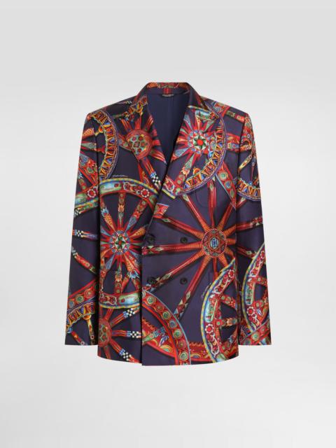Dolce & Gabbana Carretto-print silk twill double-breasted portofino jacket