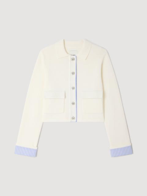 Sandro WOOL CARDIGAN WITH A POLO COLLAR