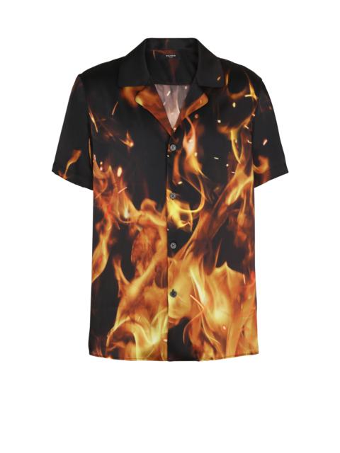 Fire print pyjama-style shirt