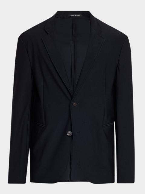 EMPORIO ARMANI Men's Unlined Rice-Stitch Stretch Knit Blazer