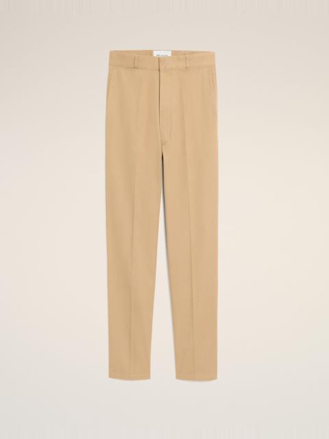 AMI Paris BEIGE PARISIAN-FIT COTTON TROUSERS