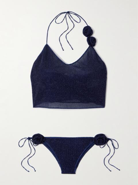 Oséree Lumière Rose Appliquéd Metallic Bikini