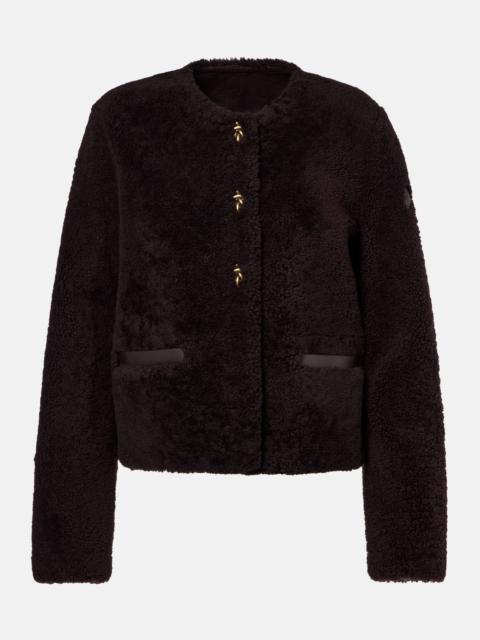 Moncler Cropped leather-trimmed down jacket