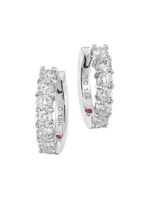 ROBERTO COIN Women's 18K White Gold & 0.70 TCW Diamond Huggie Hoop Earrings/13MM - White Gold