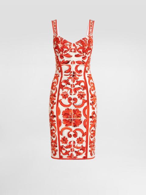 Dolce & Gabbana Majolica-print charmeuse short dress