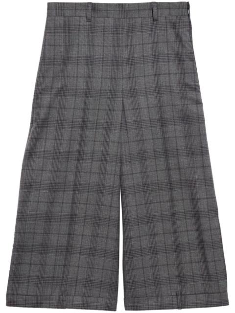 check-pattern wool shorts