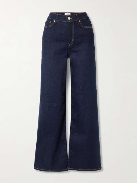 FRAME Le Slim Palazzo topstitched high-rise wide-leg jeans