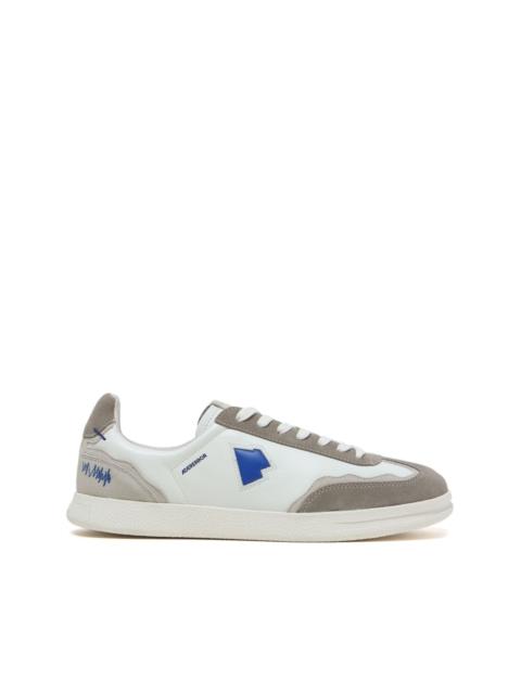 logo-embroidered panelled leather sneakers